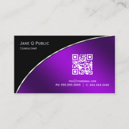 Moderne, Paarse QR Elegant Professional Visitekaartje
