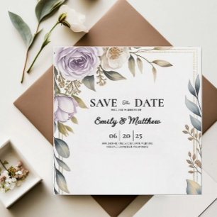 Moderne Paarse Roos Designer Bewaar de datum Save The Date