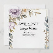 Moderne Paarse Roos Designer Bewaar de datum Save The Date (Voorkant)