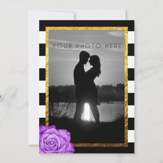 Moderne Paarse Roos Faux Gold Foil Verlovingsfeest Kaart (Achterkant)