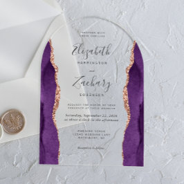 Moderne Paarse Roos Gold Agaat Wedding Arch Acryl Uitnodigingen