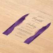 Moderne Paarse Roos Gold Agaat Wedding Arch Acryl Uitnodigingen (Laagn)