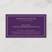 Moderne paarse roos goud notaris lening onderteken visitekaartje (Achterkant)