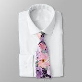 Moderne Paarse Roze Bloemen Waterverf bruiloft Stropdas (Gebonden)