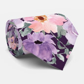 Moderne Paarse Roze Bloemen Waterverf bruiloft Stropdas (Opgerold)