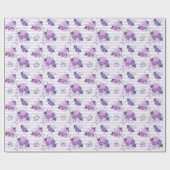 Moderne paarse roze bloempatroon cadeaupapier (Vlak)