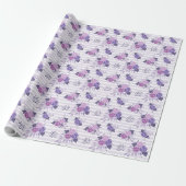 Moderne paarse roze bloempatroon cadeaupapier (Uitgerold)