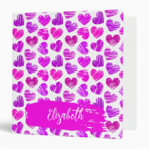 Moderne Paarse Roze Doodled Hearts Valentijn Naam