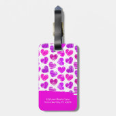 Moderne Paarse Roze Doodled Hearts Valentijn Naam Bagagelabel (Achterkant verticaal)