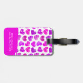 Moderne Paarse Roze Doodled Hearts Valentijn Naam Bagagelabel (Achterkant horizontaal)