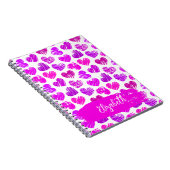 Moderne Paarse Roze Doodled Hearts Valentijn Naam Notitieboek (Rechterzijde)
