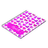 Moderne Paarse Roze Doodled Hearts Valentijn Naam Notitieboek (Linkerzijde)
