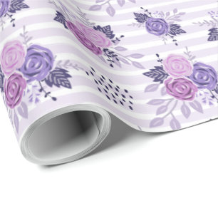 Moderne Paarse roze Floral Pattern Cadeaupapier