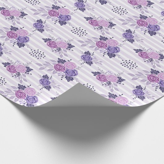 Moderne Paarse roze Floral Pattern Cadeaupapier (Hoek)