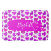 Moderne Paarse Roze Gekrabbelde Harten Valentijn N Badmat (Voorkant)