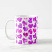 Moderne Paarse Roze Gekrabbelde Harten Valentijn N Koffiemok (Links)