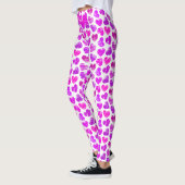 Moderne Paarse Roze Gekrabbelde Harten Valentijn N Leggings (Links)
