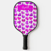 Moderne Paarse Roze Gekrabbelde Harten Valentijn N Pickleball Paddle (Achterkant)