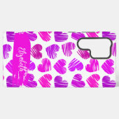 Moderne Paarse Roze Gekrabbelde Harten Valentijn N Samsung Galaxy Hoesje (Achterkant horizontaal)