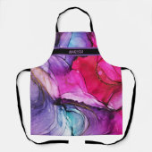 Moderne Paarse roze gemarmerde  naam Schort (Voorkant)