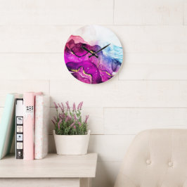 Moderne Paarse roze gouden Waterverf wandklok