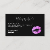 Moderne paarse roze goudglitter make-up kunstenaar visitekaartje (Achterkant)