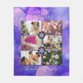 Moderne Paarse roze goudzangkerkerst Fleece Deken (Voorkant)