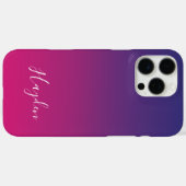 Moderne paarse roze gradiënt eenvoudige script mon Case-Mate iPhone case (Achterkant (horizontaal))