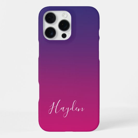 Moderne paarse roze gradiënt eenvoudige script mon iPhone hoesje (Achterkant)