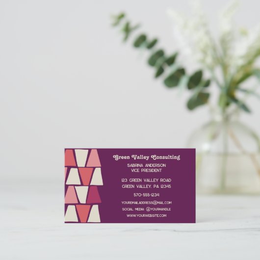 Moderne Paarse roze halfeeuwse vingerafdruk Visitekaartje (Staand voorkant)