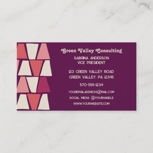 Moderne Paarse roze halfeeuwse vingerafdruk Visitekaartje (Voorkant)