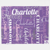 Moderne Paarse Roze Herhalende Naam Graffiti Patro Fleece Deken (Voorkant (Horizontaal))