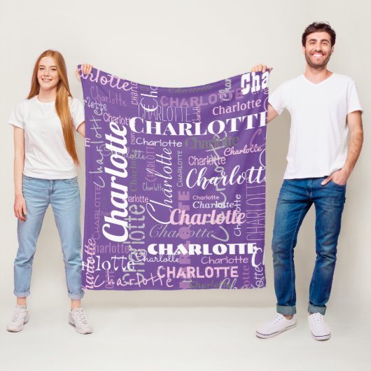 Moderne Paarse Roze Herhalende Naam Graffiti Patro Fleece Deken (In situ)