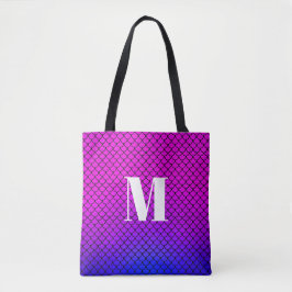 Moderne Paarse Roze Ombre Zeemeermin Schubben Mono Tote Bag