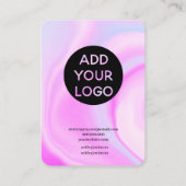 Moderne paarse roze regenboog script oorbel displa visitekaartje (Achterkant)