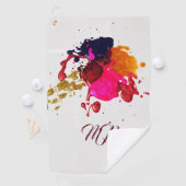 Moderne Paarse roze rode goudverf Golfhanddoek (Insitu)