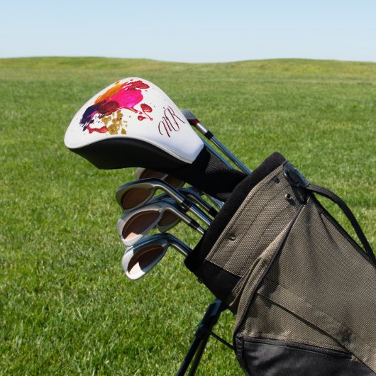 Moderne Paarse roze rode goudverf Golfheadcover (Insitu)