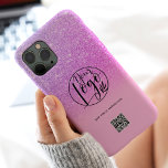 Moderne paarse roze zakelijke logo qr Case-Mate iPhone 14 pro max hoesje<br><div class="desc">Moderne zwarte en neproze glitter ombre voor roze zakelijke logo qr code. Een eenvoudige en efficiënte manier om reclame te maken voor je bedrijf.</div>