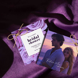 Moderne Paarse Rozen Foto Vrijgezellenfeest Dank u Bedankjes Labels