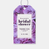 Moderne Paarse Rozen Foto Vrijgezellenfeest Dank u Cadeaulabel (Voorkant)