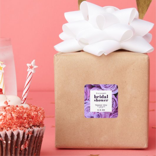 Moderne Paarse Rozen Vrijgezellenfeest Dank u wel Vierkante Sticker (Feest)