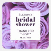 Moderne Paarse Rozen Vrijgezellenfeest Dank u wel Vierkante Sticker (Voorkant)