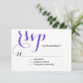 Moderne Paarse RSVP-Kaart RSVP Kaartje (Staand voorkant)