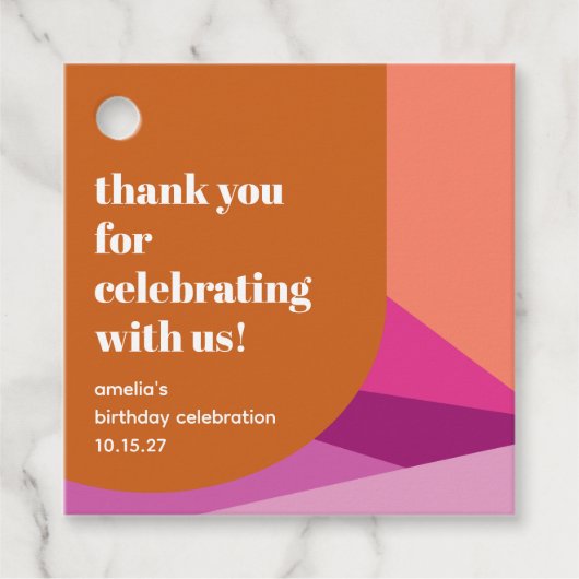 Moderne Paarse Rust Art Custom Verjaardag Dank u Bedankjes Labels (Voorkant)