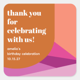 Moderne Paarse Rust Art Custom Verjaardag Dank u Vierkante Sticker