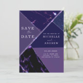Moderne paarse Save the Date sjabloon Kaart (Staand voorkant)