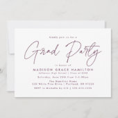 Moderne paarse script afstudeerfeest kaart (Voorkant)