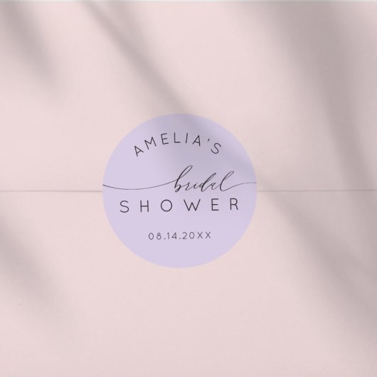 Moderne Paarse Sering Bruidsbruiloft Ronde Sticker
