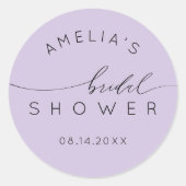 Moderne Paarse Sering Bruidsbruiloft Ronde Sticker (Voorkant)