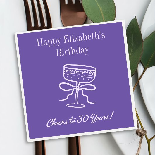 Moderne paarse servetten voor 30e verjaardag